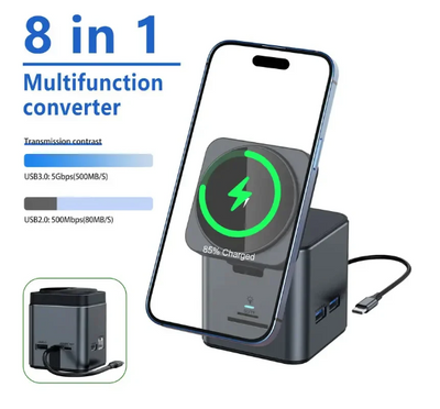 8 in 1 Wireless Charger with USB Hub